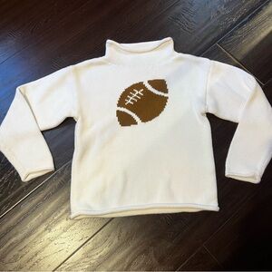 Classic Prep White and Brown Fall Football Sweater